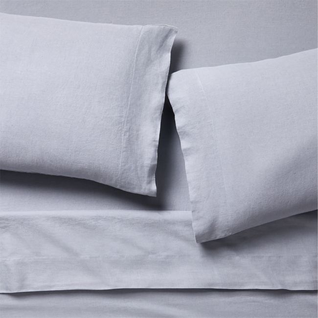 New Natural Hemp Smoke Blue King Bed Sheet Set - Image 0