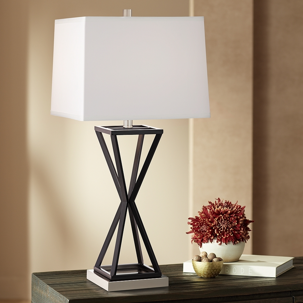 Opus Oil-Rubbed Bronze Finish Metal Open Concave Table Lamp - Style # 78T17 - Image 0