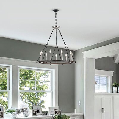 Odling 9 - Light Candle Style Wagon Wheel Chandelier - Image 0