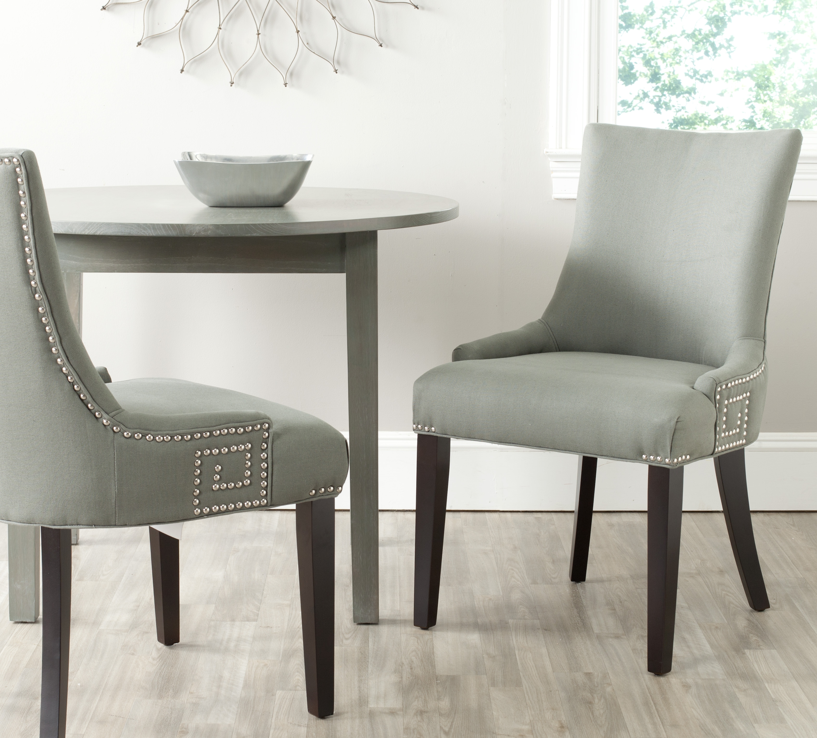 Gretchen 20''H Side Chair (Set Of 2) - Silver Nail Heads - Granite/Espresso - Arlo Home - Image 2