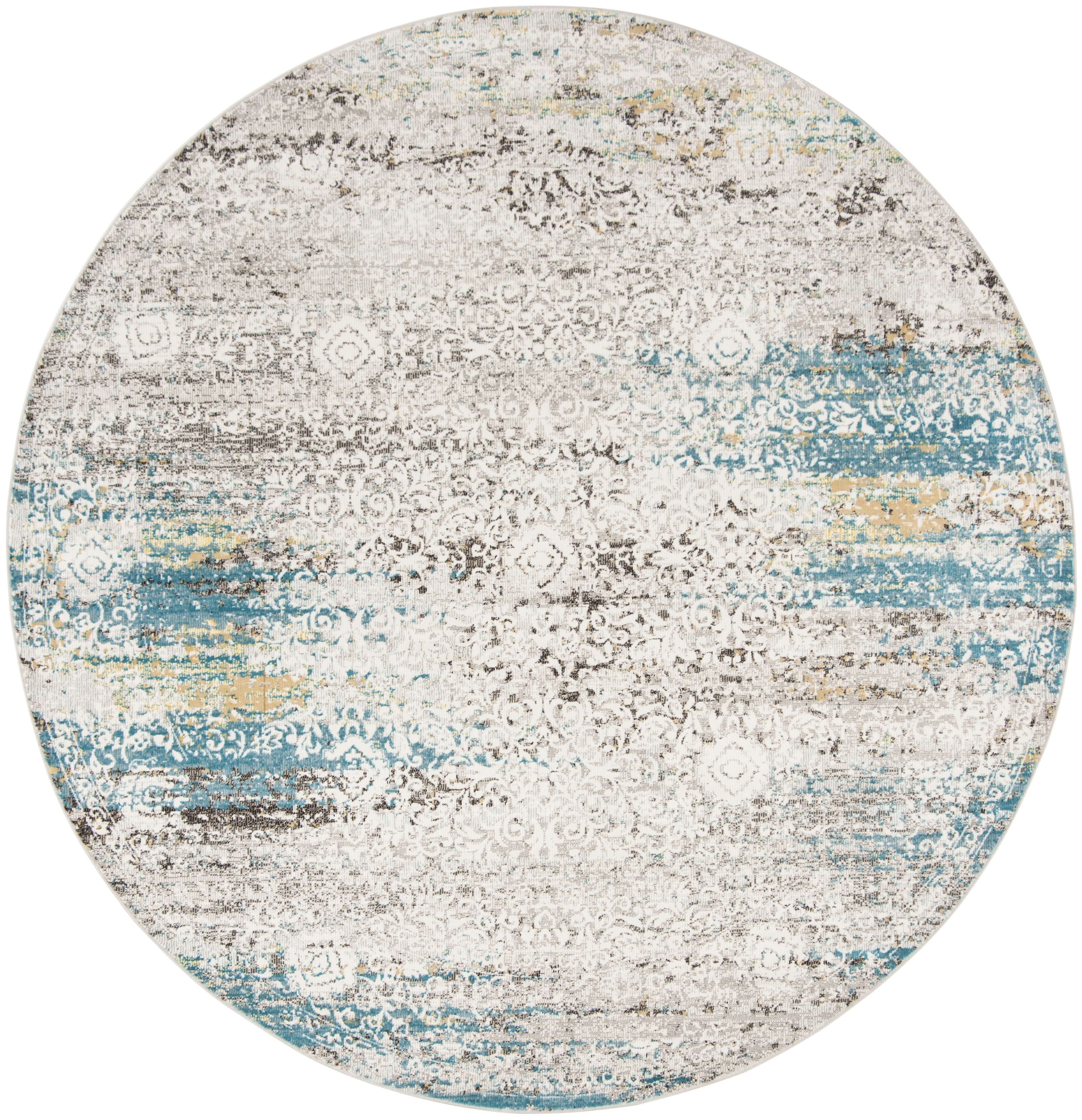 Arlo Home Woven Area Rug, ARA183B, Blue/Cream,  6' 5" X 6' 5" Round - Image 0
