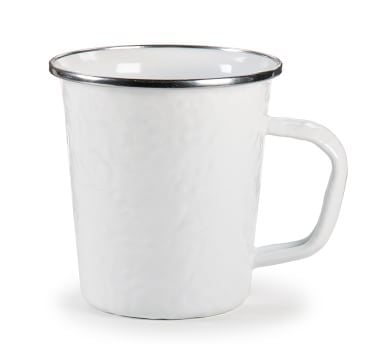 Solid Enamel Mugs, Set of 4 - White - Image 3
