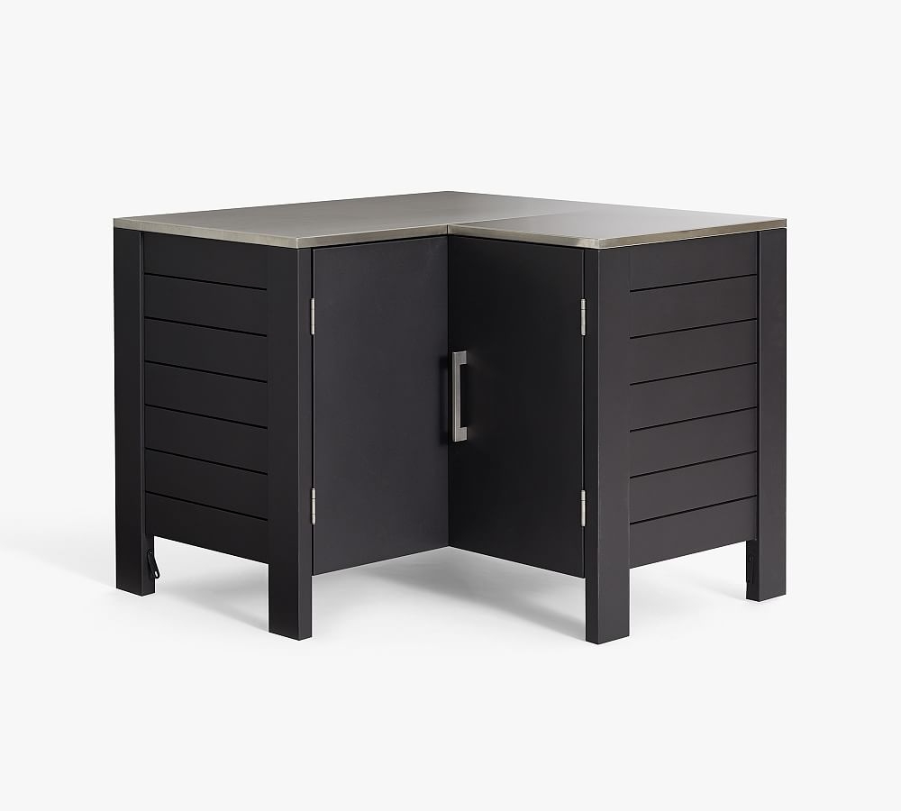 Malibu Metal Kitchen Corner Cabinet, Black - Image 0