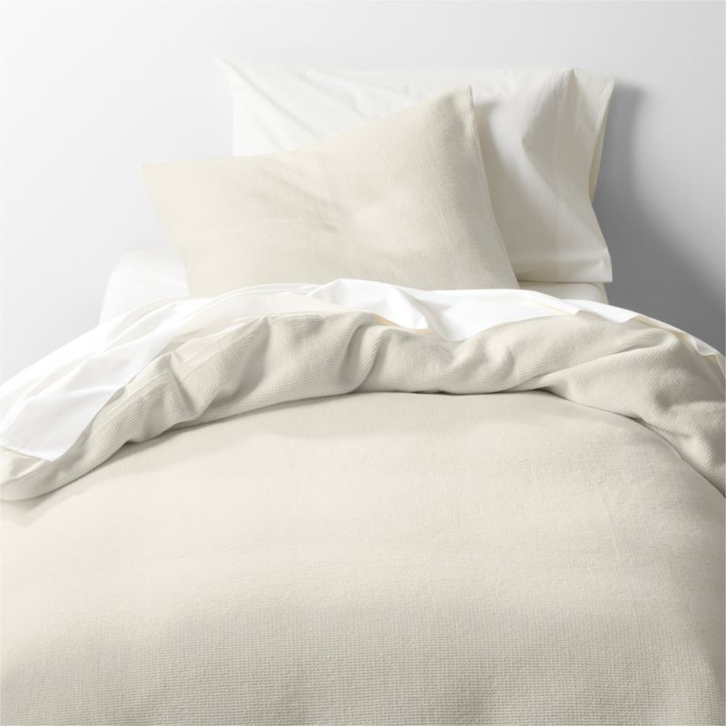 CozyCloud Washed Organic Cotton Pampas Ivory Twin XL Sheet Set - Image 1