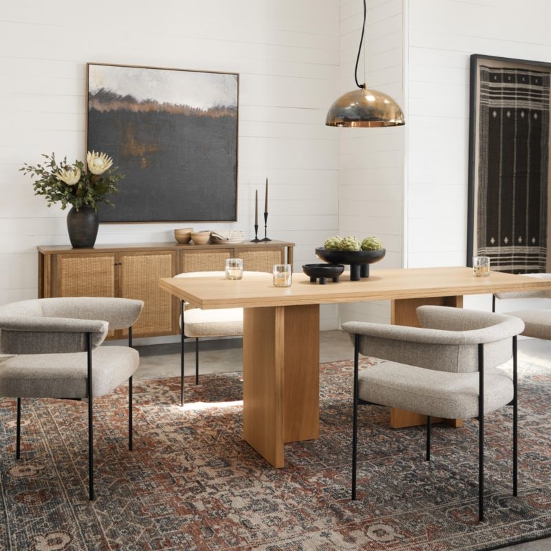 Veta 74" Taupe Cane and Wood Credenza - Image 1