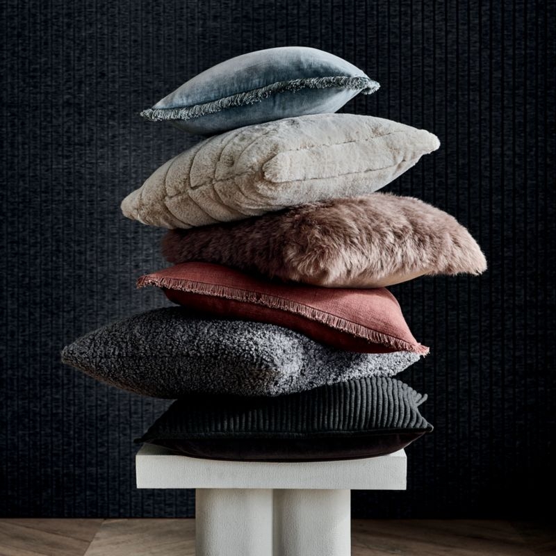 Channel Off-White Faux Fur Throw Pillow with Down-Alternative Insert 18"x18" - Image 3