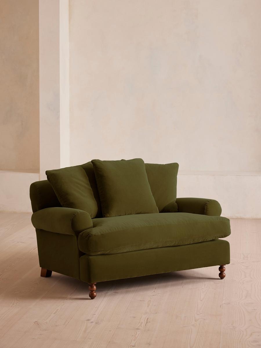 Audrey Loveseat, Velvet, Olive, US - Image 0