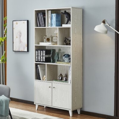 Modern Bookcase With 2 Doors,White Wash - Image 0