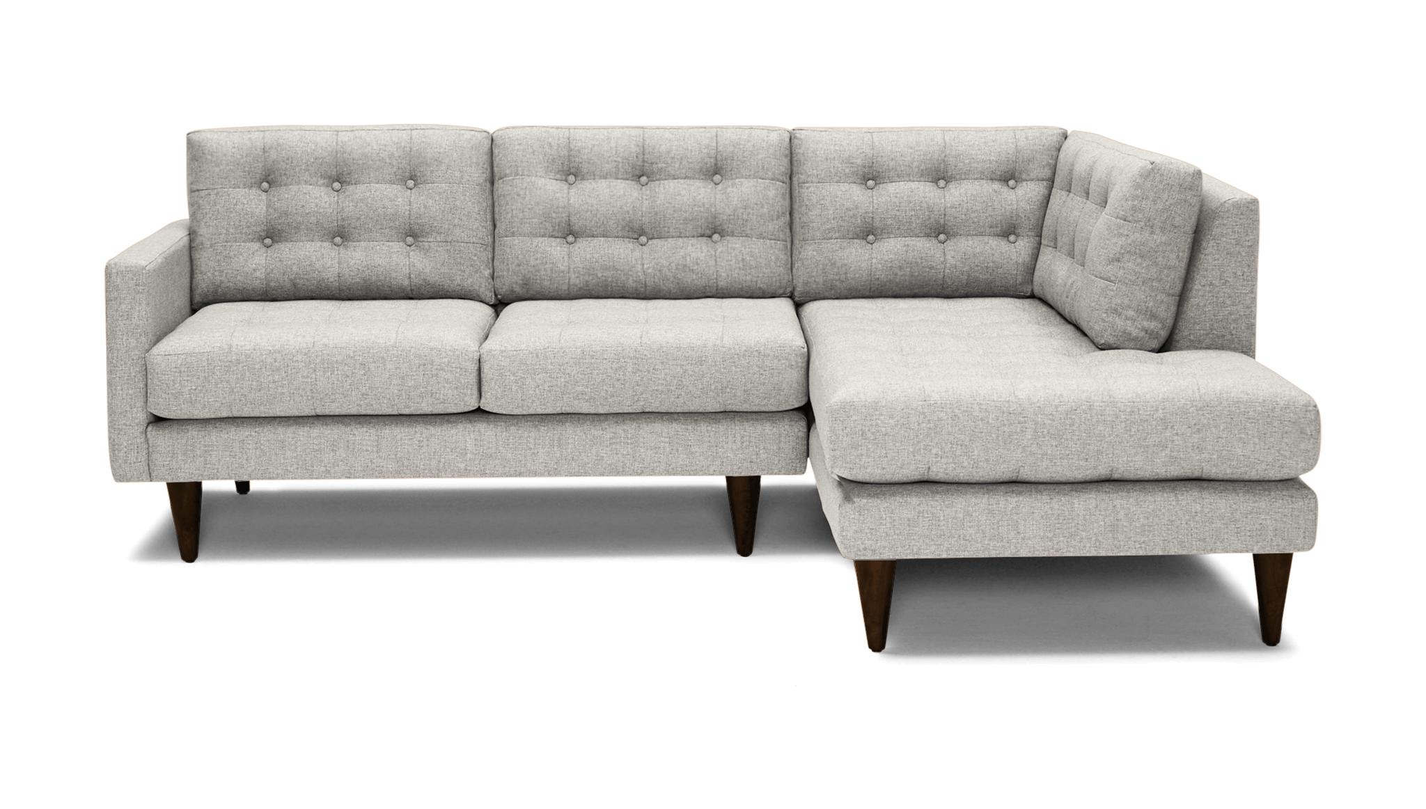 White Eliot Mid Century Modern Apartment Sectional with Bumper - Tussah Snow - Mocha - Right  - Image 4