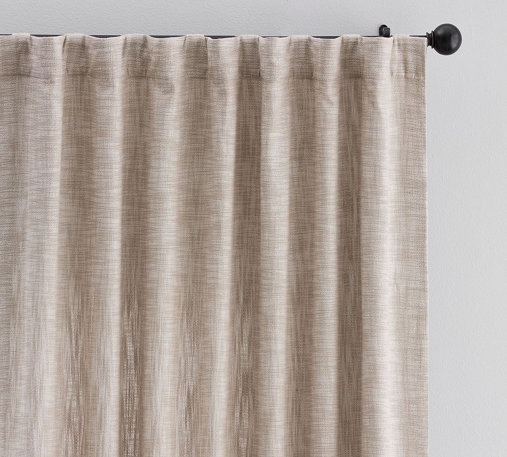 Seaton Textured Cotton Blackout Curtain, 50 x 96", Dark Flax - Image 0
