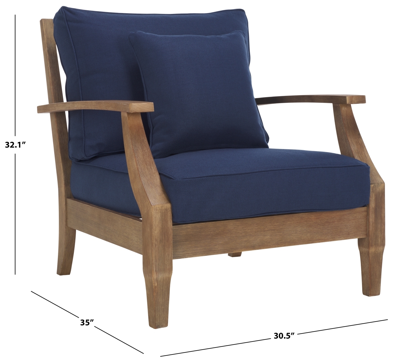 Martinique Wood Patio Armchair - Natural / Navy - Image 9