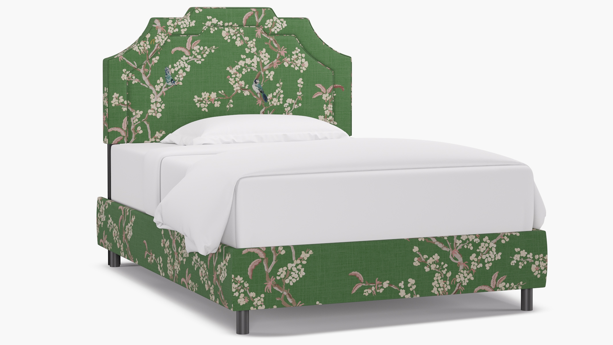 Art Deco Bed, Jade Cherry Blossom, Full - Image 1