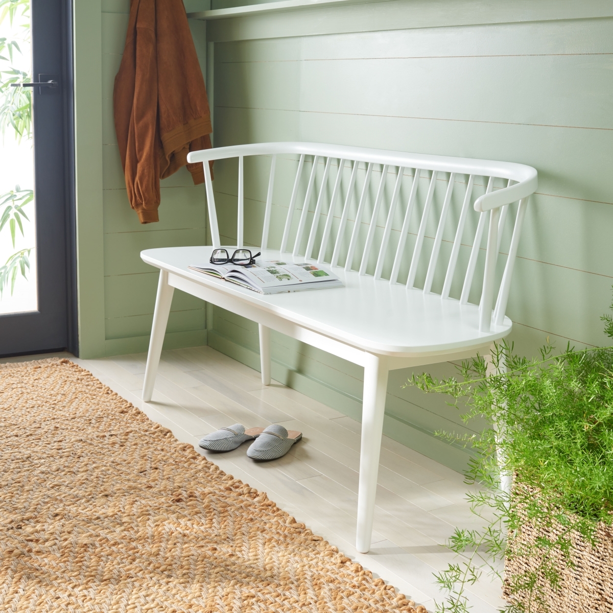 Blanchard Spindle Bench - White - Safavieh - Image 1