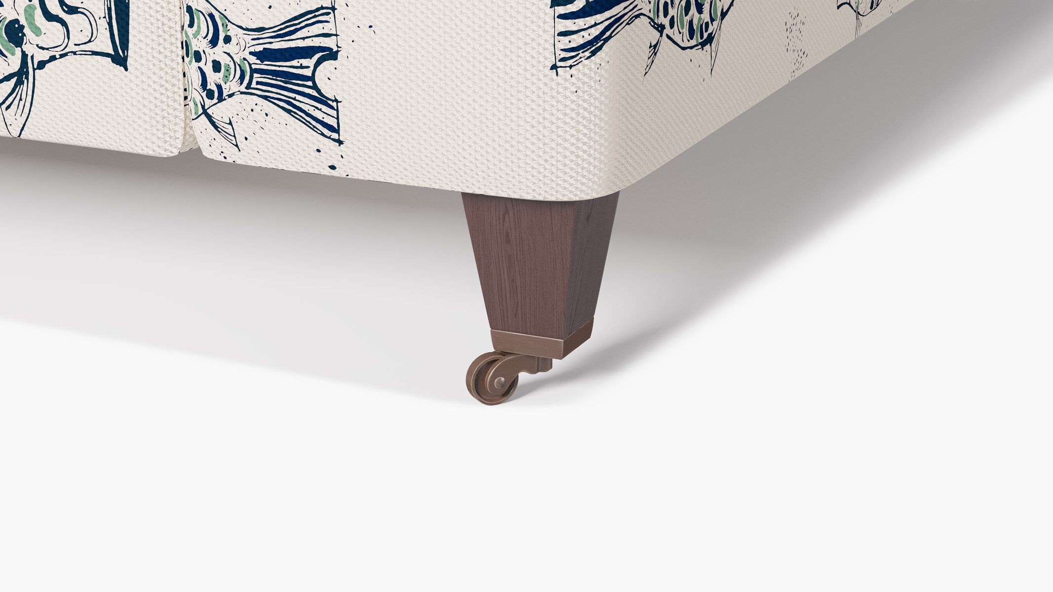 Classic Sofa, Canvas Sakana, Espresso with Antique Brass Caster - Image 1