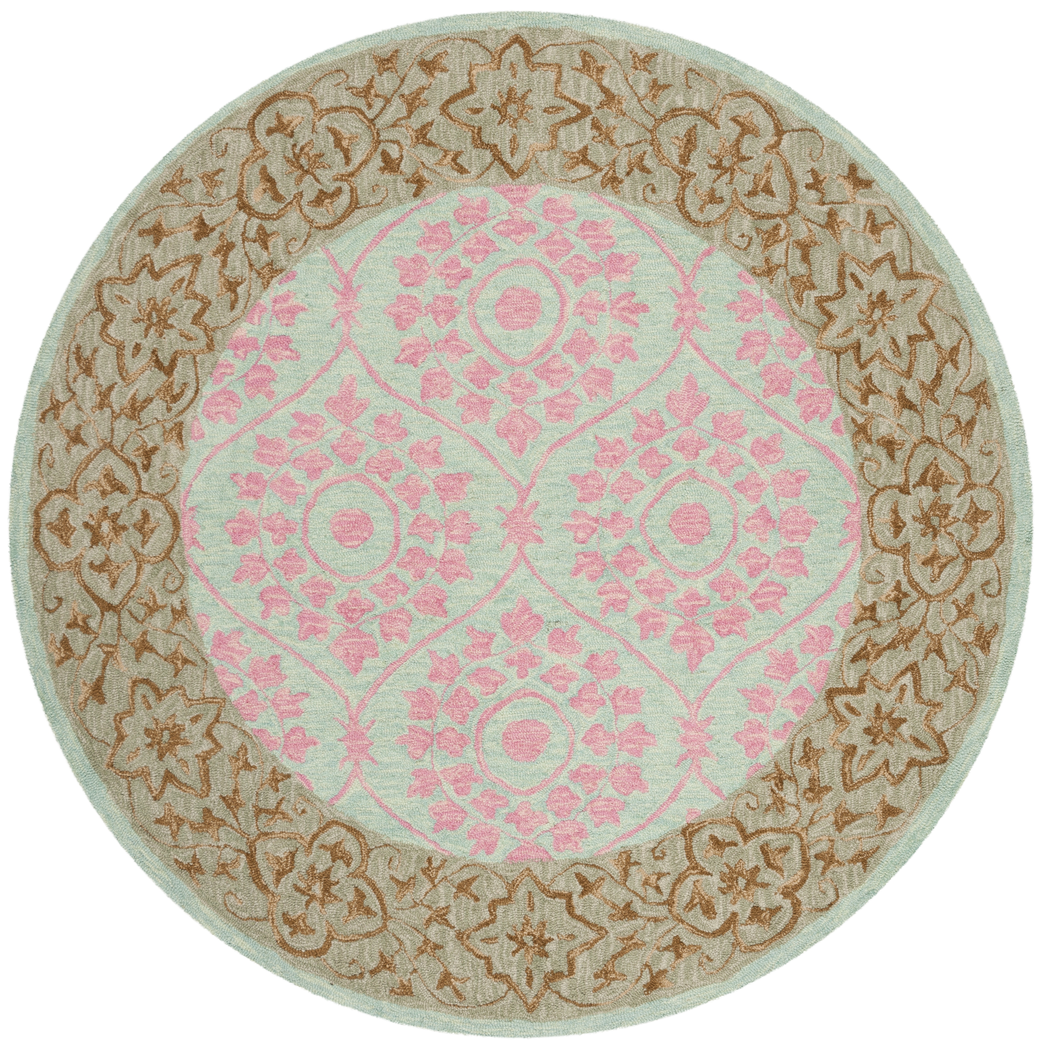 Arlo Home Hand Hooked Area Rug, SZN103A, Taupe/Pink,  5' X 5' Round - Image 0