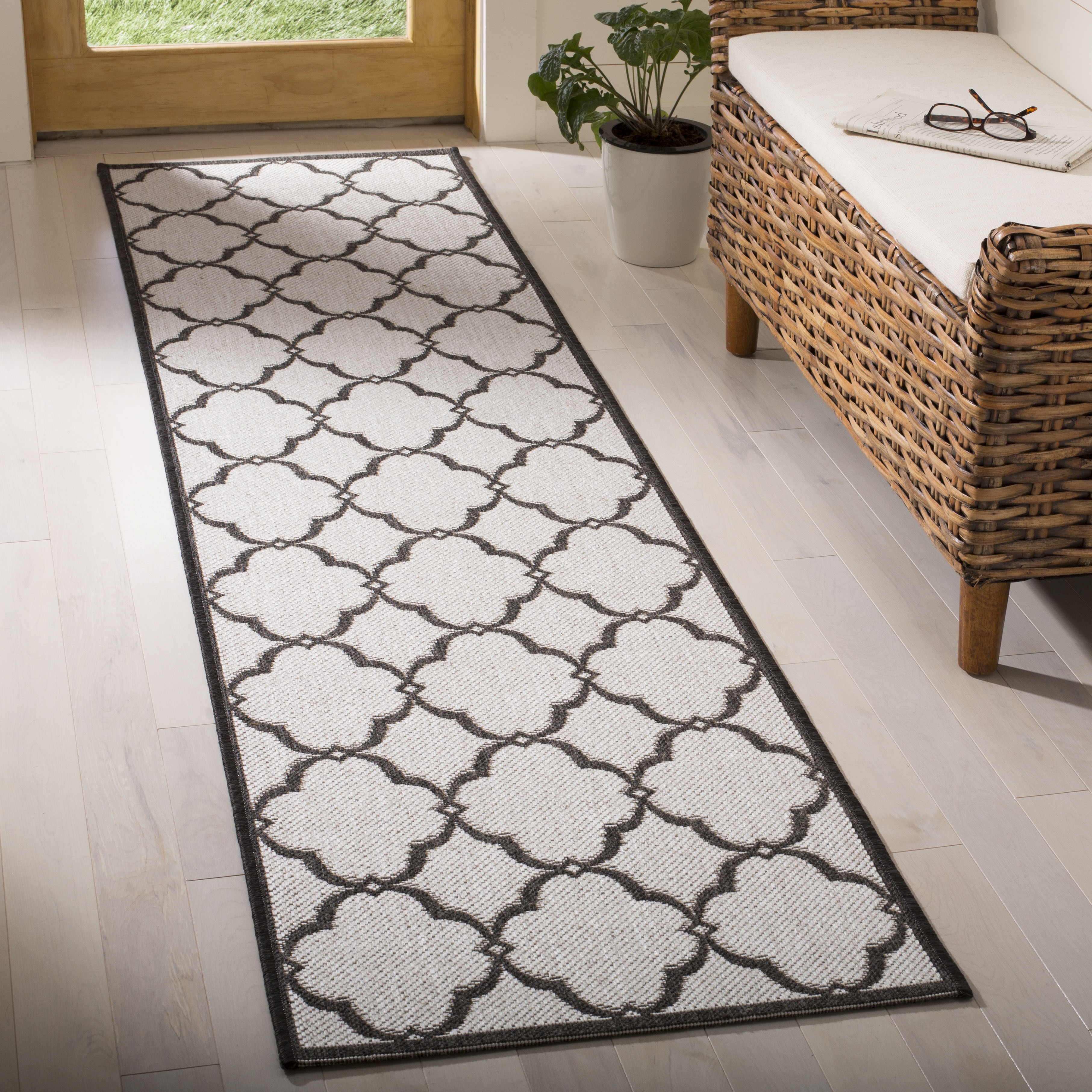 Arlo Home Indoor/Outdoor Woven Area Rug, LND125A, Light Grey/Charcoal,  2' X 8' - Image 1