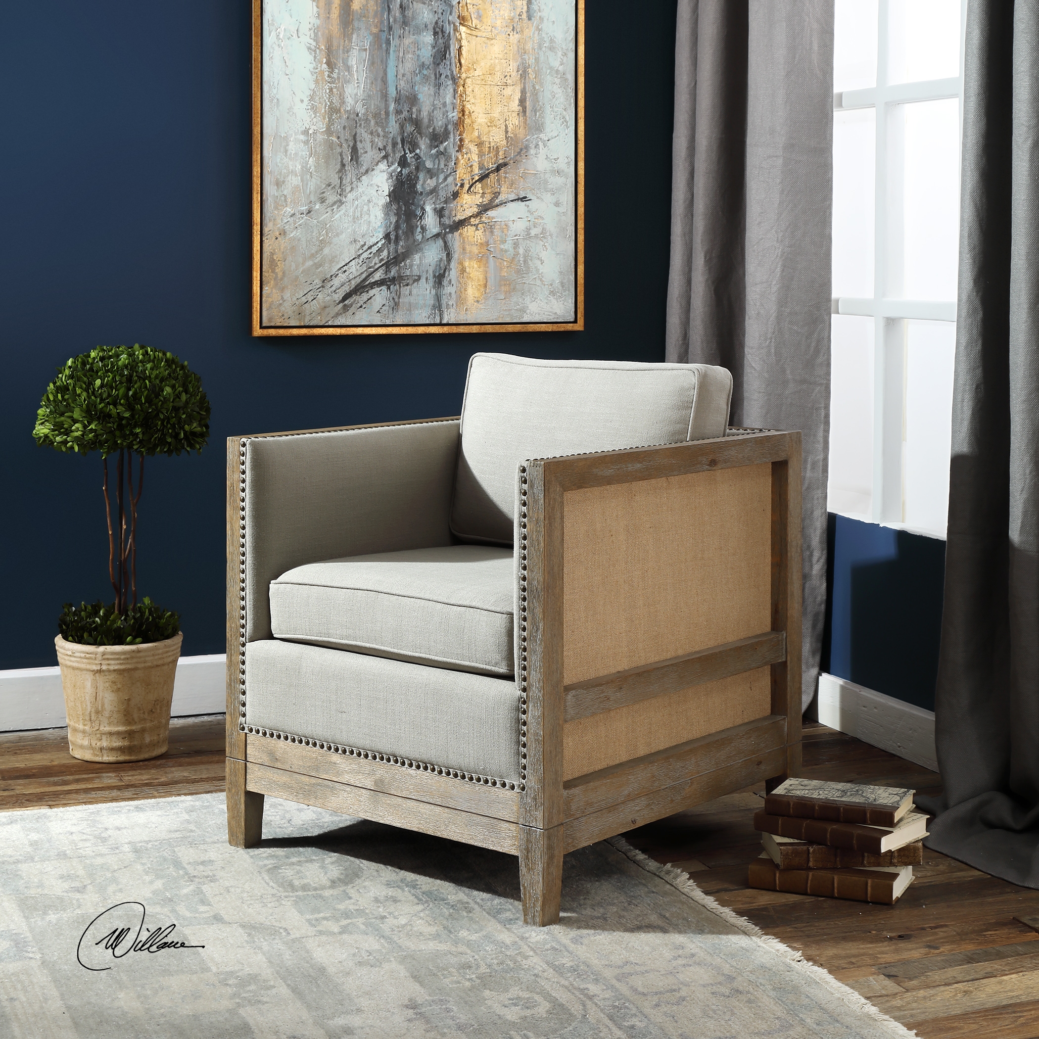 Kyle Weathered Oak Accent Chair - Image 0