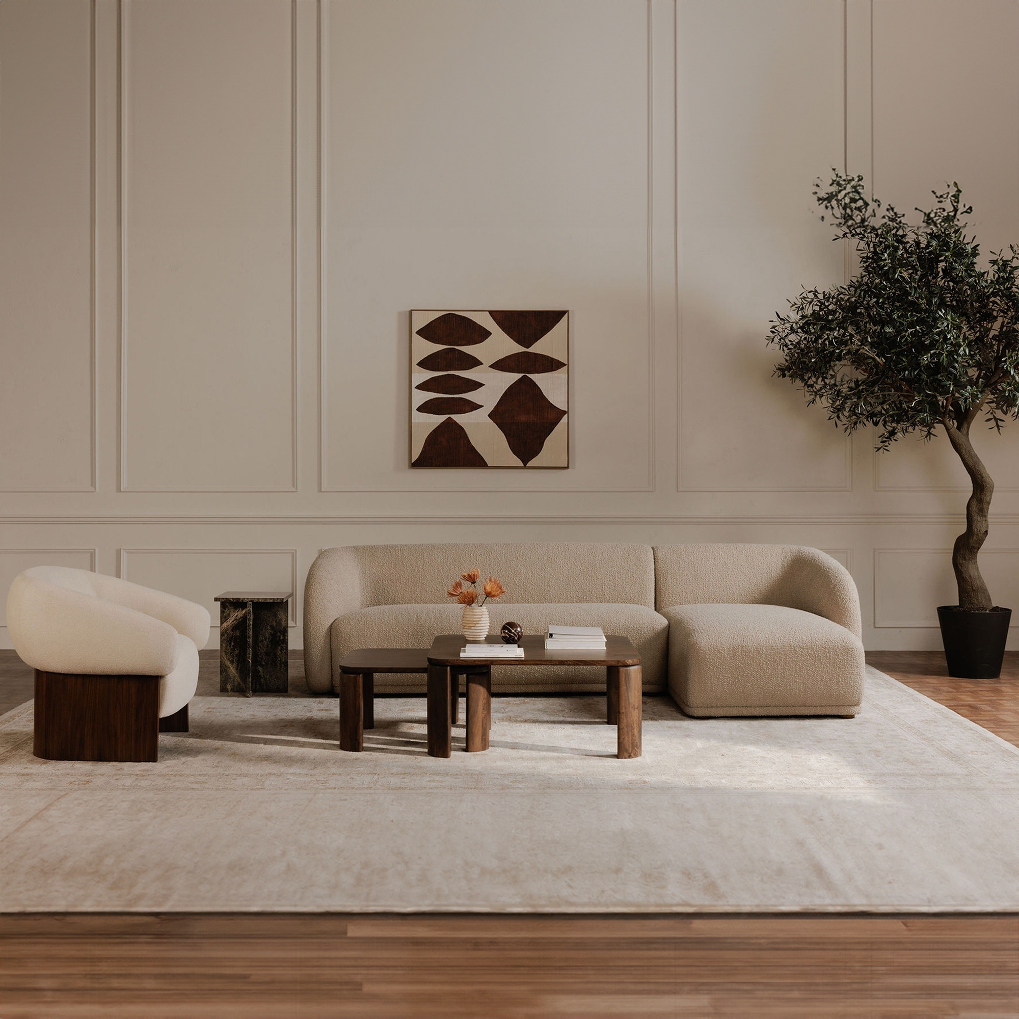 Faye Left Sectional Beige Boucle - Image 5