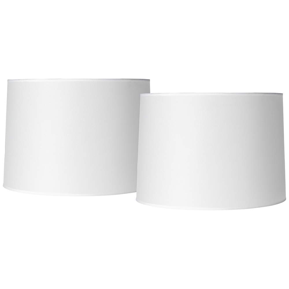 Springcrest White Set of 2 Hardback Drum Lamp Shades 15x16x11 (Spider) - Image 0