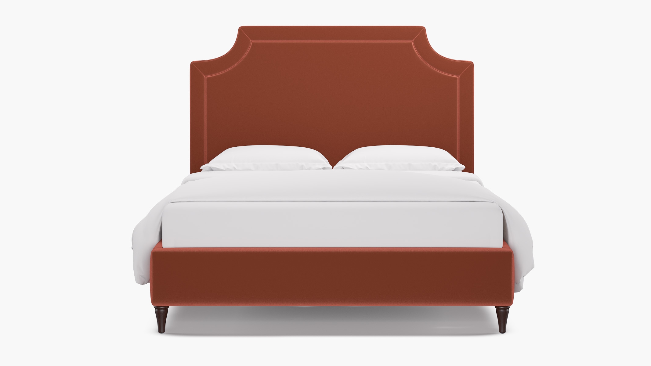 Deco Bed, Terracotta Performance Velvet, Espresso Decorative Tapered Leg, Twin - Image 0