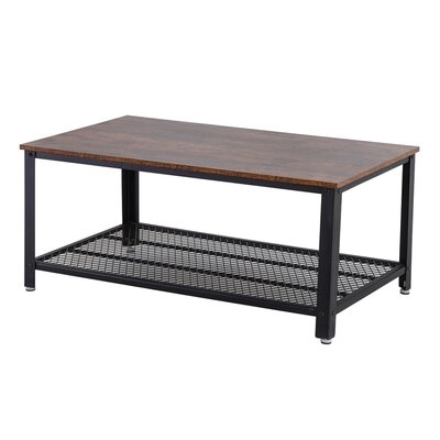 Metal Frame Square Wooden Living Room Coffee Table With Grid Storage Shelf, Size: 41.7 X 23.6 X 18.1 Inch - Image 0
