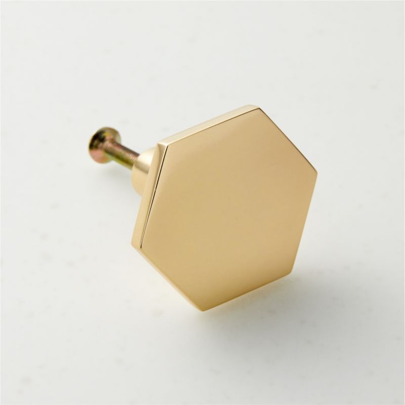 Hex Polished Brass Knob - Image 4