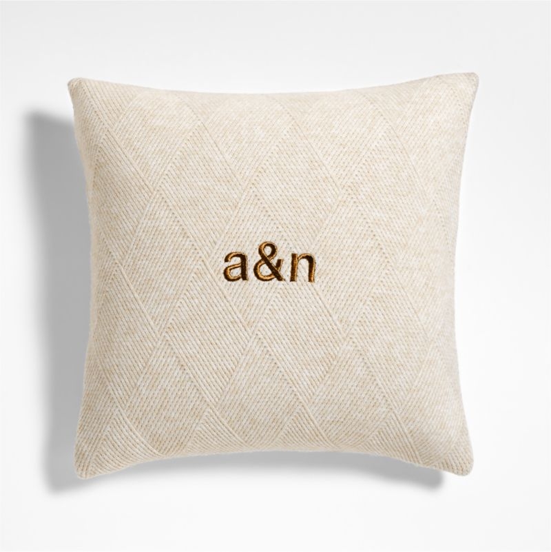 Diamond Knit 20x20 Travertine Beige Throw Pillow with Feather Insert - Image 3