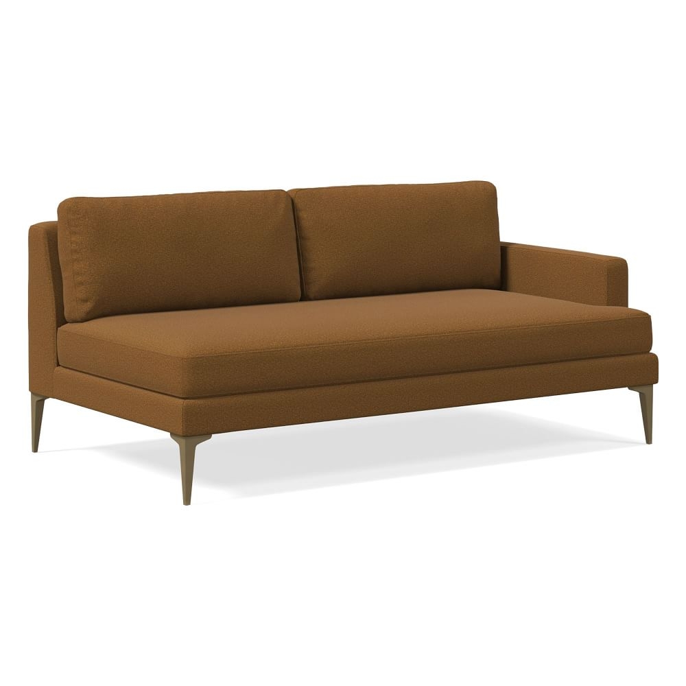 Andes Right Arm 2.5 Seater Sofa, Poly, Distressed Velvet, Golden Oak, Blackened Brass - Image 0