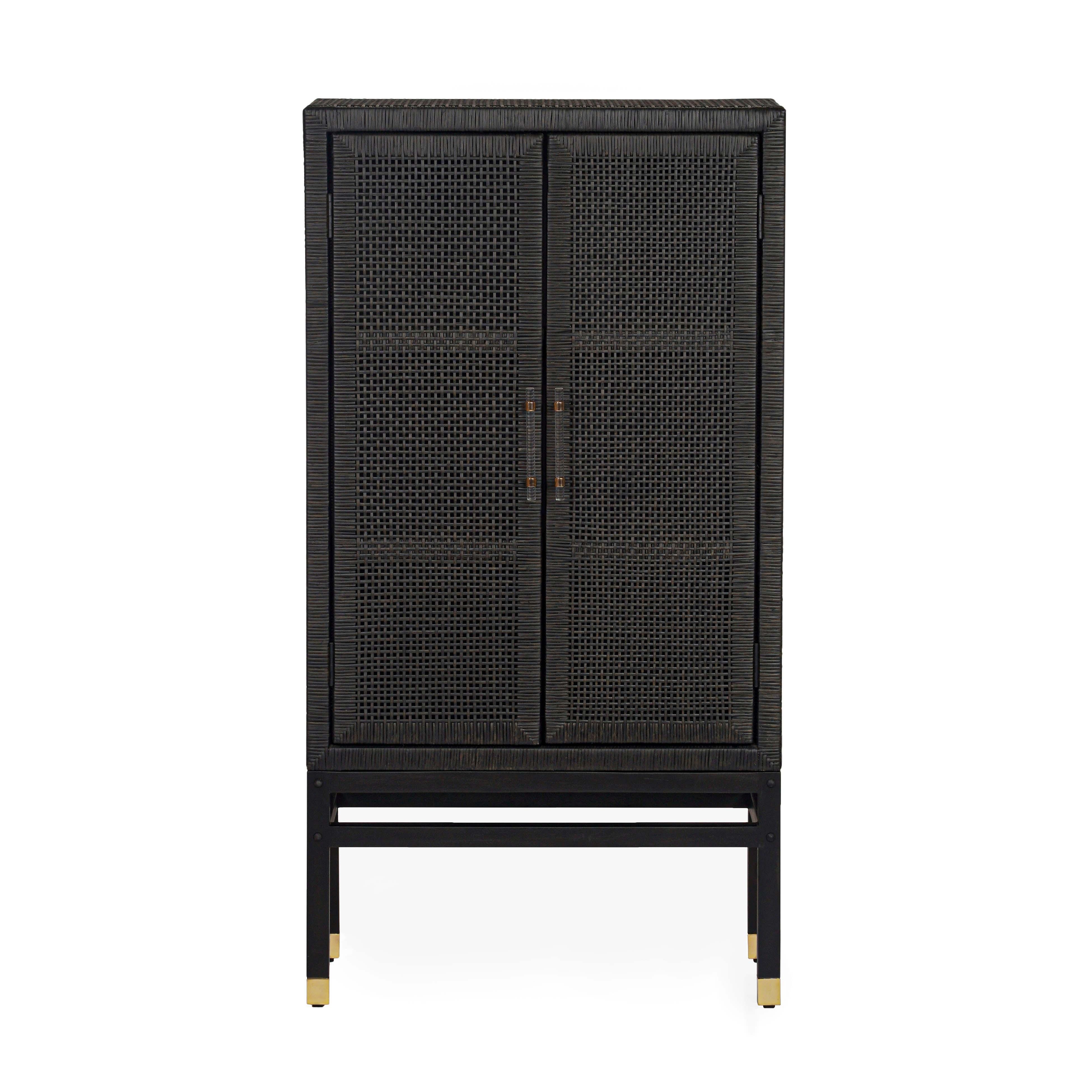 Amara Charcoal Woven Rattan Cabinet - Image 1