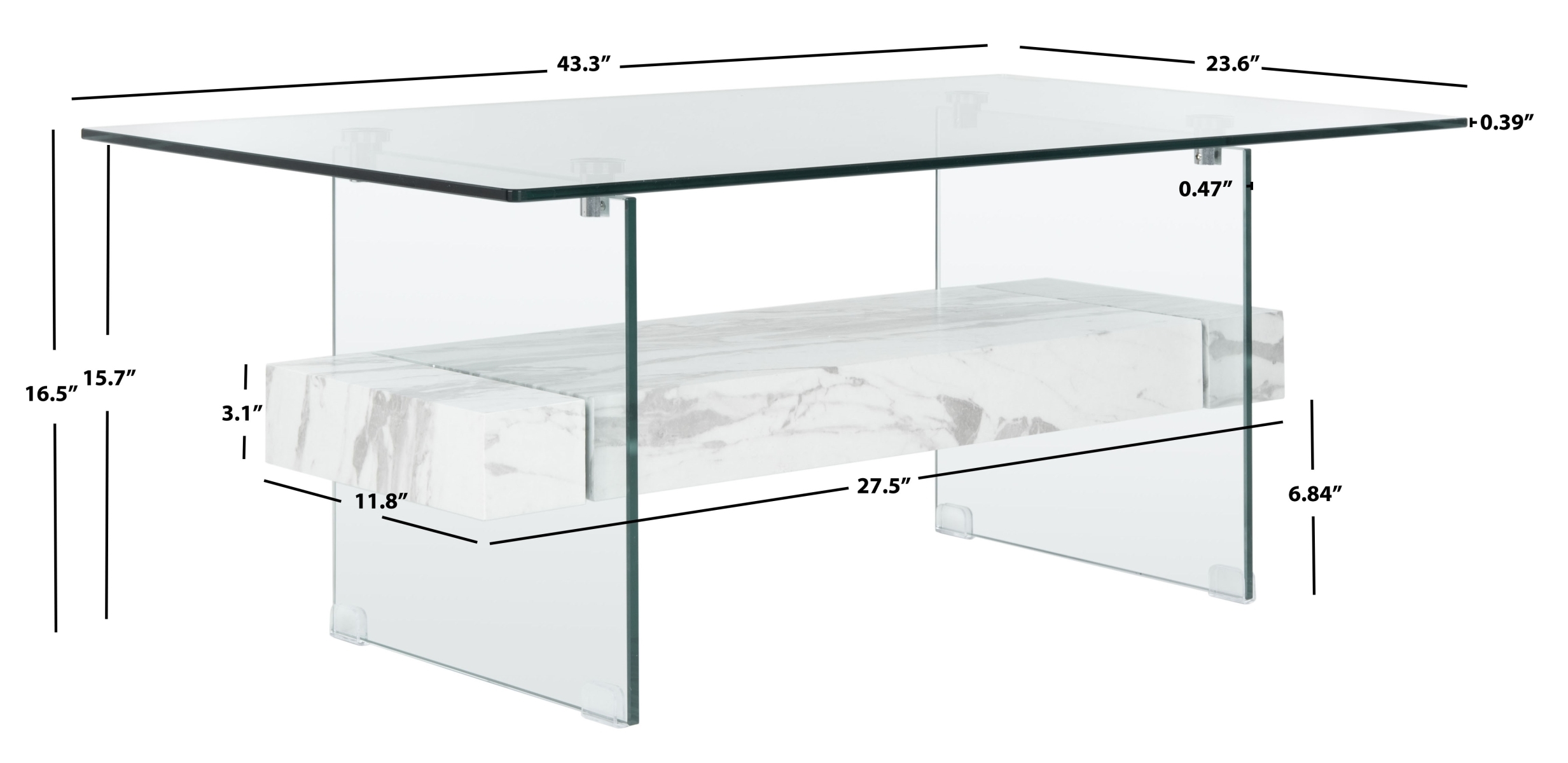 Kayley Coffee Table - Glass / White - Safavieh - Image 4
