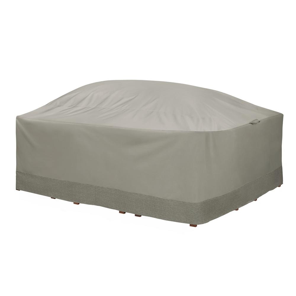 Duck Covers Weekend 125 in. Outdoor Rectangular/Oval Table and Chair Cover with Integrated Duck Dome in Moon Rock - Image 0