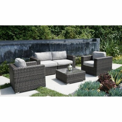 Eldora 5 Piece Rattan Sectional Seating Group with Cushions - Image 0