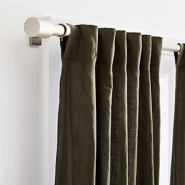 European Flax Linen Curtain, Dark Olive, 48"x108" - Image 2