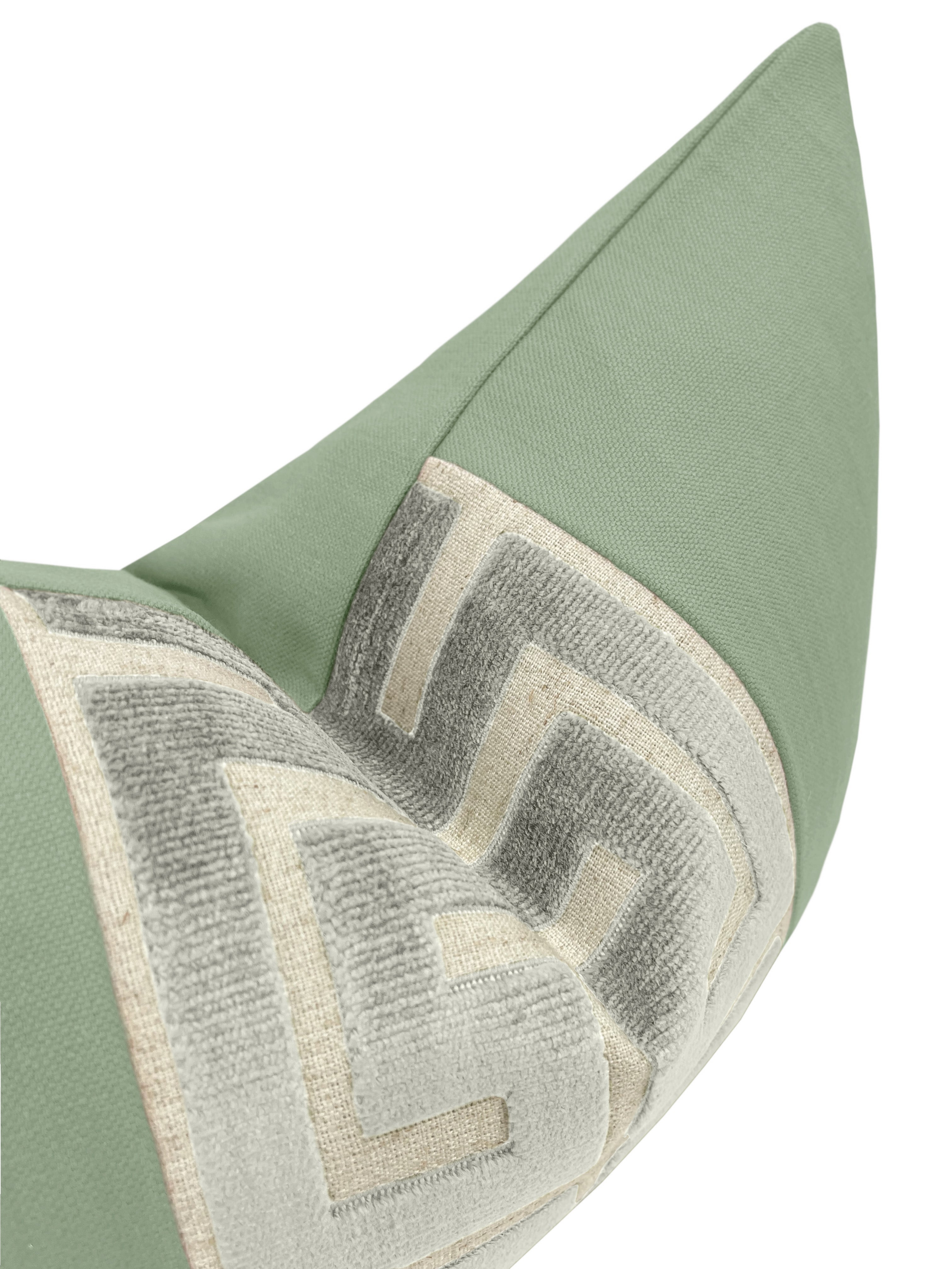 THE LITTLE LUMBAR :: CLASSIC LINEN // EUCALYPTUS + PLATINUM GREEK TRIM - LITTLE LUMBAR 12" X 18" - Image 2