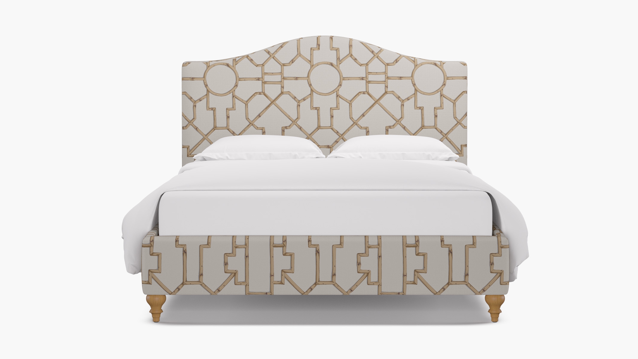 Camelback Bed, Tan Baldwin Bamboo, Natural Traditional Turned Leg, Twin - Image 0