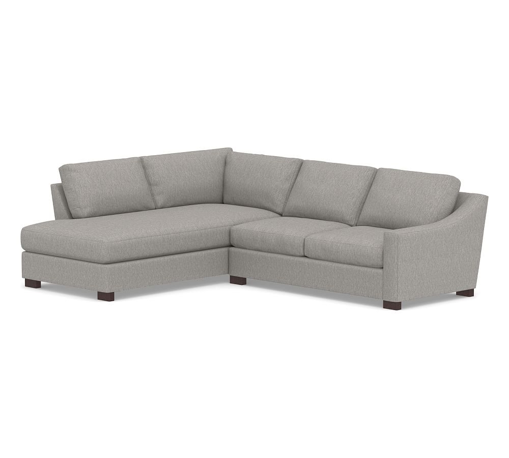 Turner Slope Arm Upholstered Right Sofa Return Bumper Sectional, Down Blend Wrapped Cushions, Sunbrella(R) Performance Sahara Weave Charcoal - Image 0