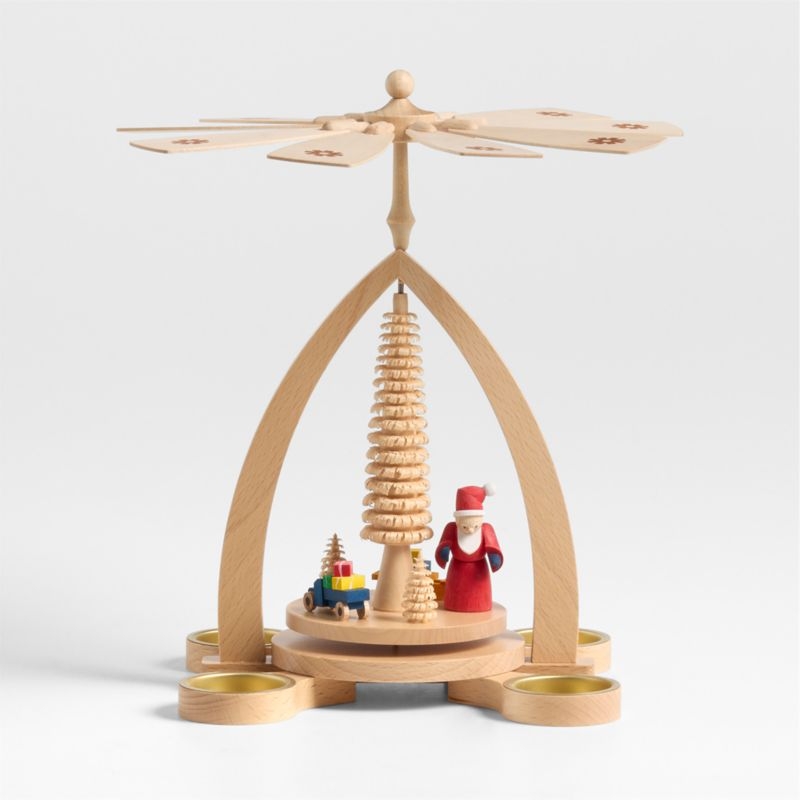 Santa with Gifts Pyramid Holiday Tealight Candle Holder - Image 1