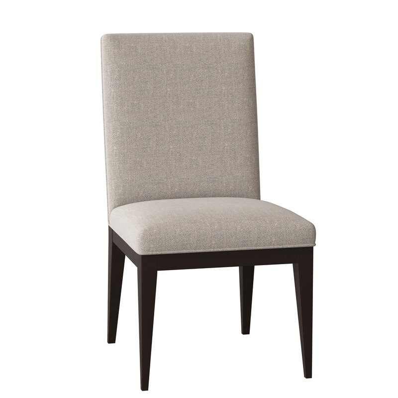 Ambella Home Collection Logan Upholstered Parsons Chair Body Fabric: St Lucia Sky, Frame Color: Vintage Ebony - Image 0