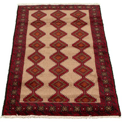 One-of-a-Kind Hand-Knotted 1980s Rizbaft Khaki/Red 3'4" x 5'11" Wool Area Rug - Image 0