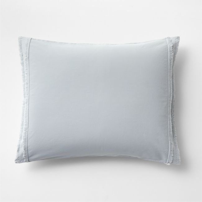 Favorite Washed Organic Cotton Mist Blue Eyelash Standard Bed Pillow Sham - Image 0