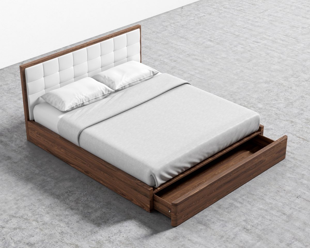 Charlotte Storage Bed - Queen Walnut Veneer Monaco White - Image 7