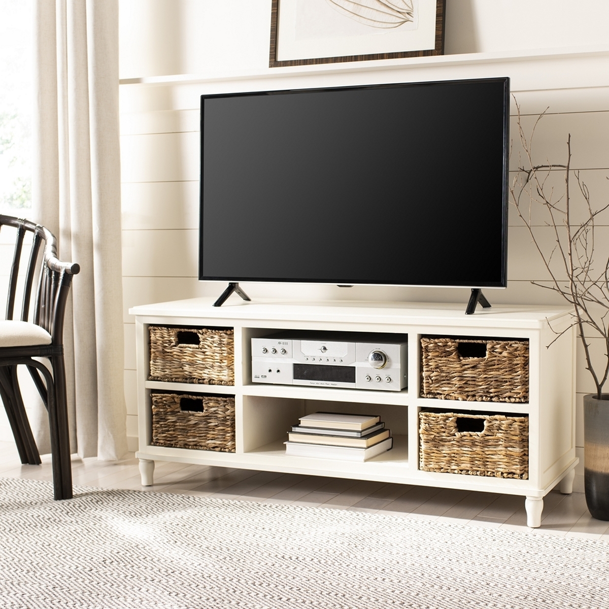 Rooney Entertainment Unit - Distressed White - Arlo Home - Image 1