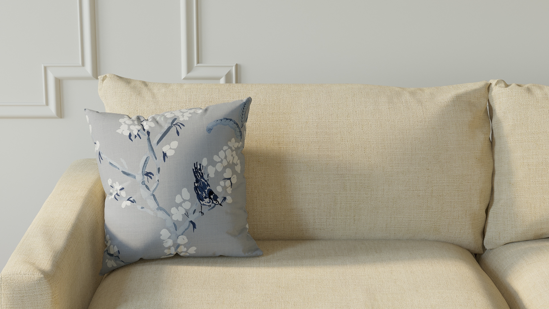 Throw Pillow, Blue Cherry Blossom, 16" x 16" - Image 2