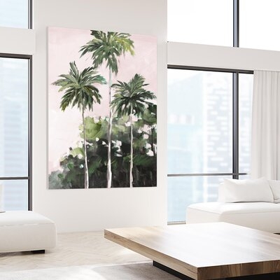 'Palms Under A Pink Sky' Fine Art Giant Canvas Print 72"X48" - Image 0