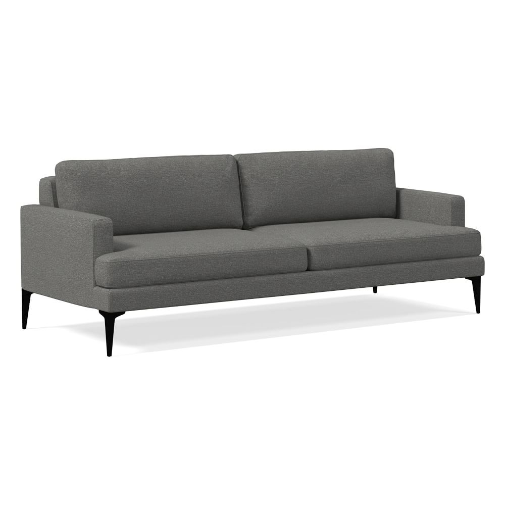 Andes 86" Multi-Seat Sofa, Petite Depth, Chenille Tweed, Pewter, Dark Pewter - Image 0