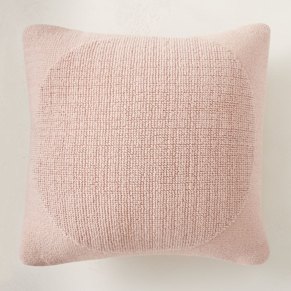 Outdoor Tufted Circle Pillow, 20"x20", Pink Stone - Image 0