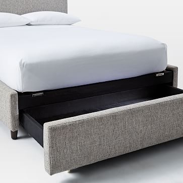 Contemporary Storage Bed, Queen, Yarn Dyed Linen, Weave, Alabaster - Image 2