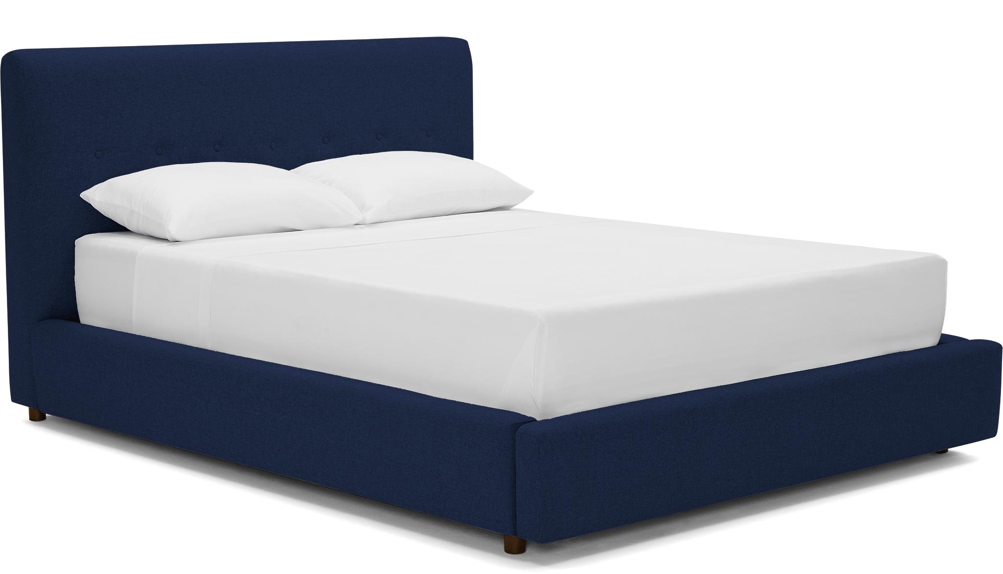 Blue Alvin Mid Century Modern Storage Bed - Royale Cobalt - Mocha - Eastern King - Image 1