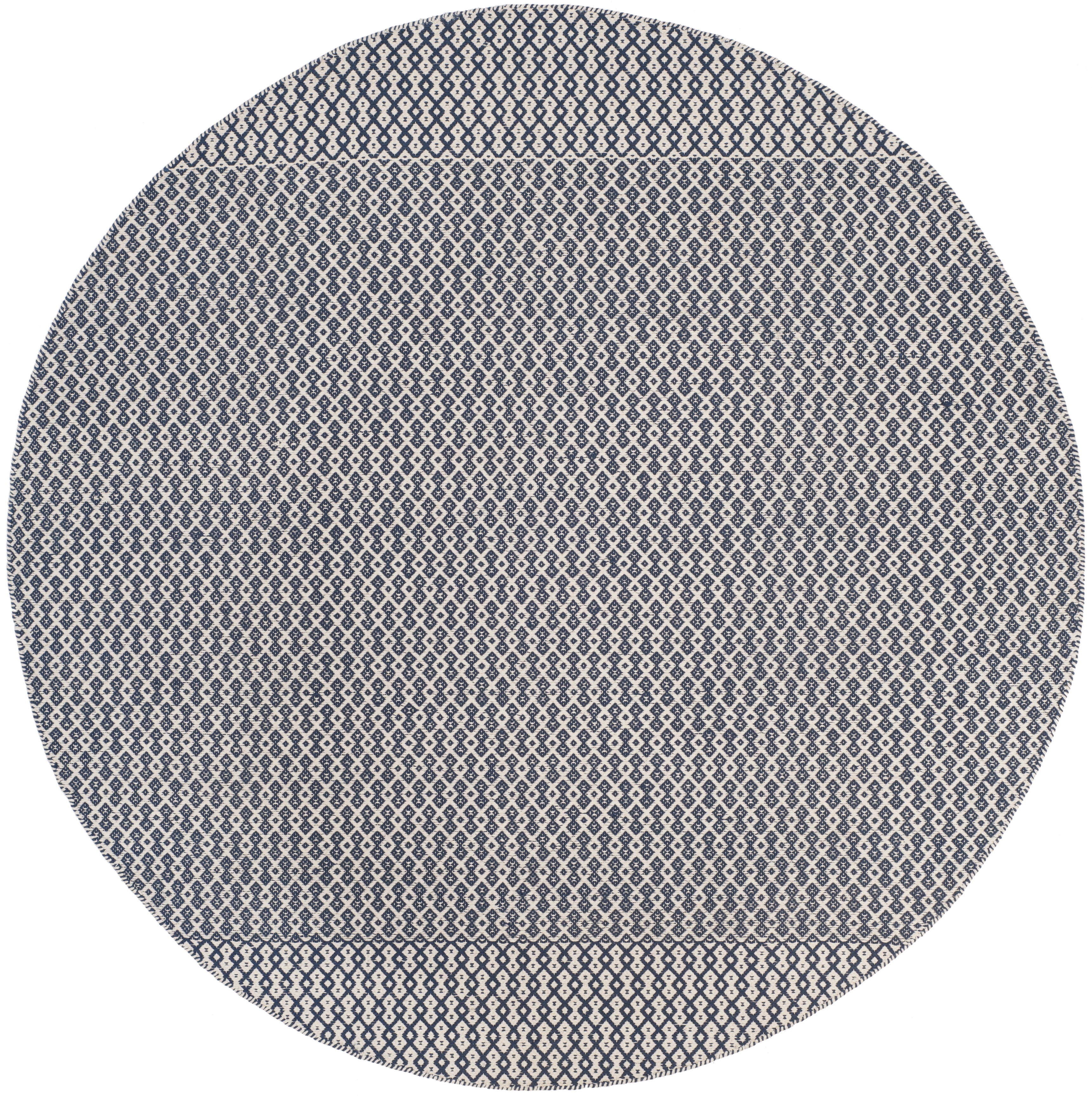 Arlo Home Hand Woven Area Rug, MTK339B, Ivory/Navy,  4' X 4' Round - Image 0