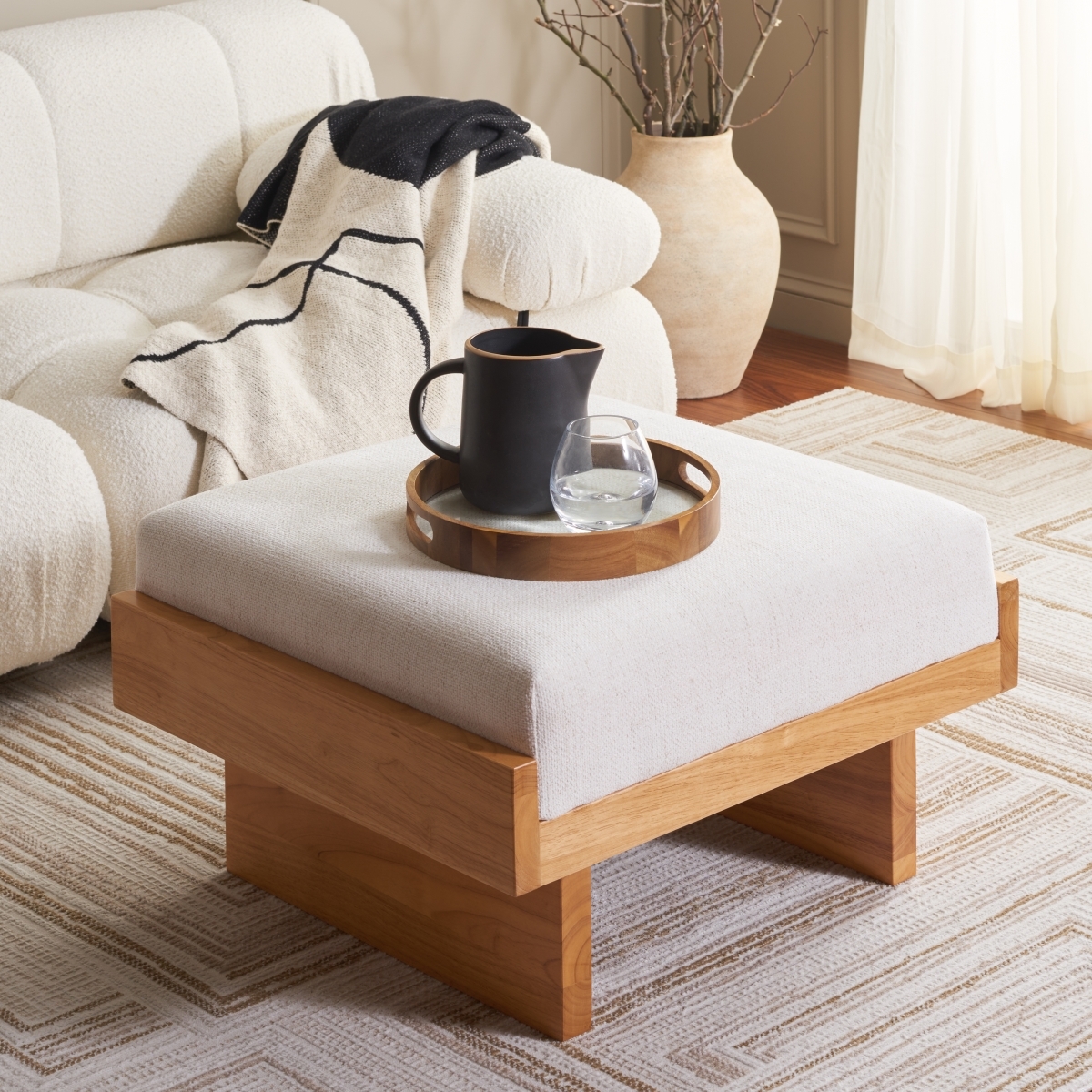 Tarilynn Ottoman - Cream / Natural - Safavieh - Image 1